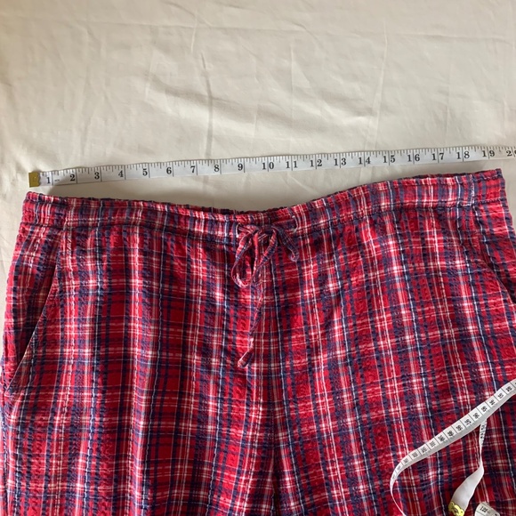 Erika Size Large Plaid Cotton Pull-On Pedal Pusher Pants ~ Red/Blue - Picture 3 of 7